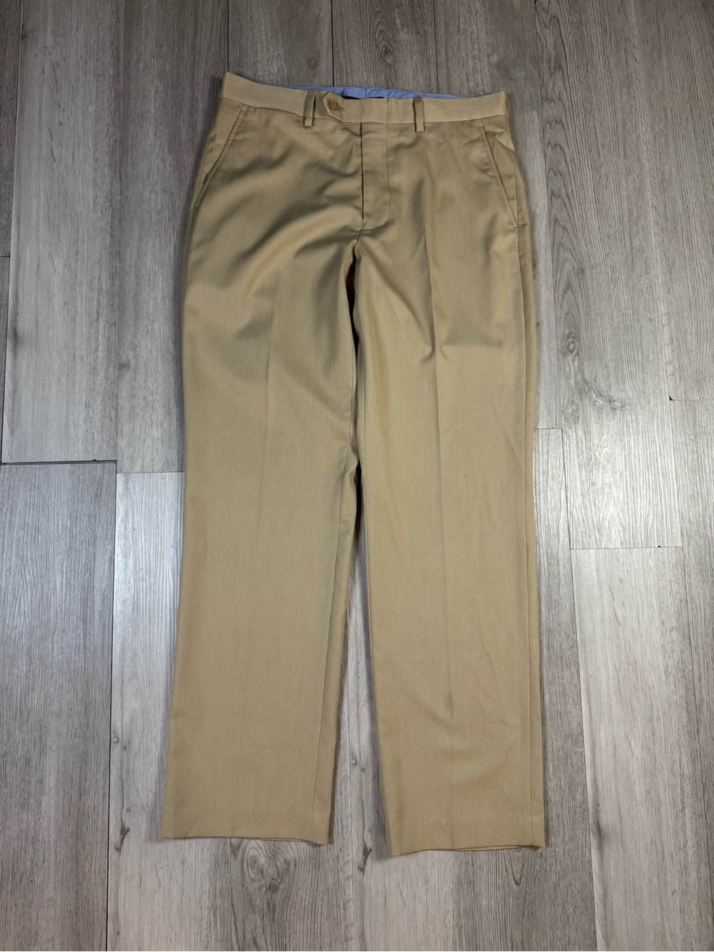 Tommy Hilfiger Men’s Beige Khaki Twill Chino Pants Straight Flat Front 34x31.